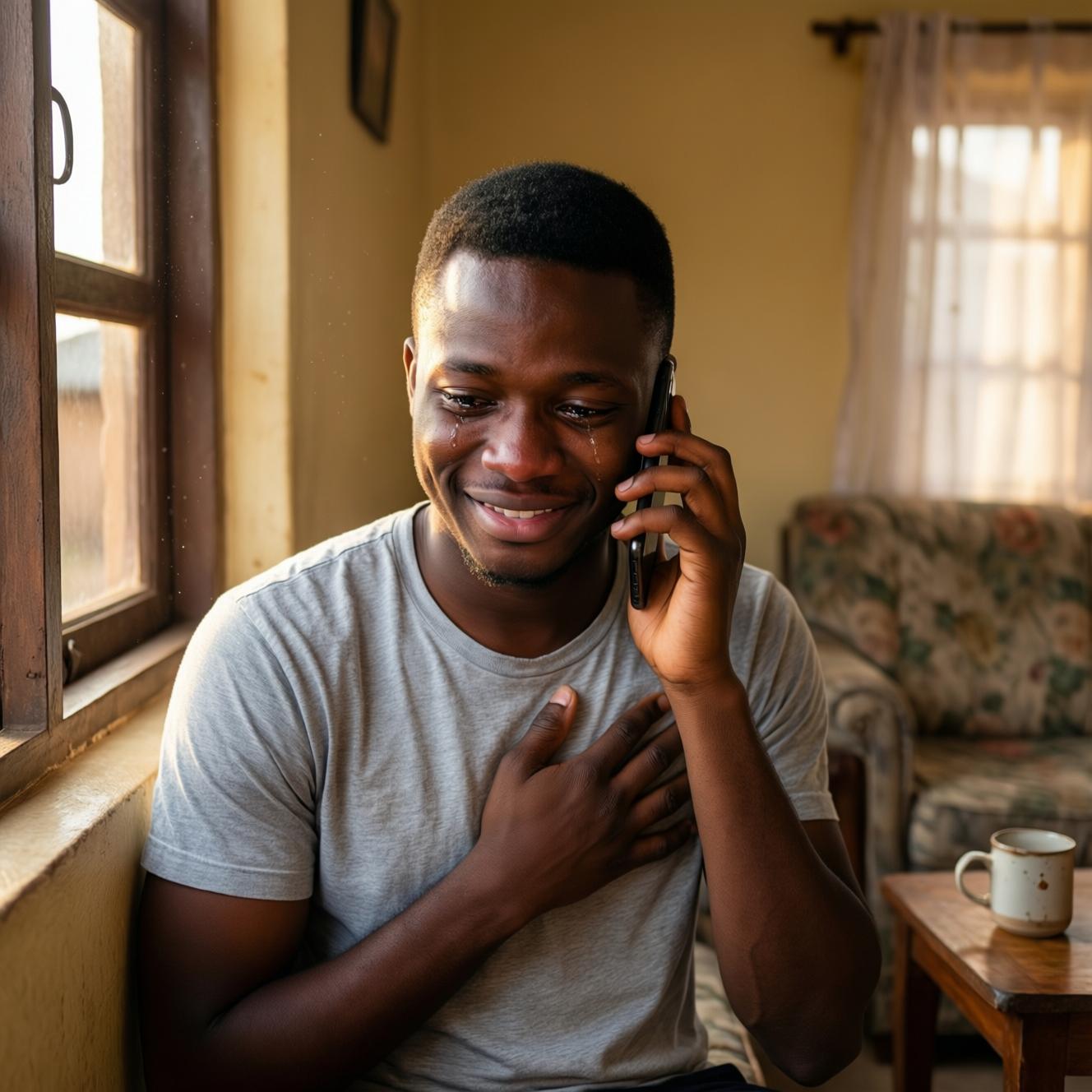 Tunde on the phone with Adaeze on Day 18 — she notices something has changed